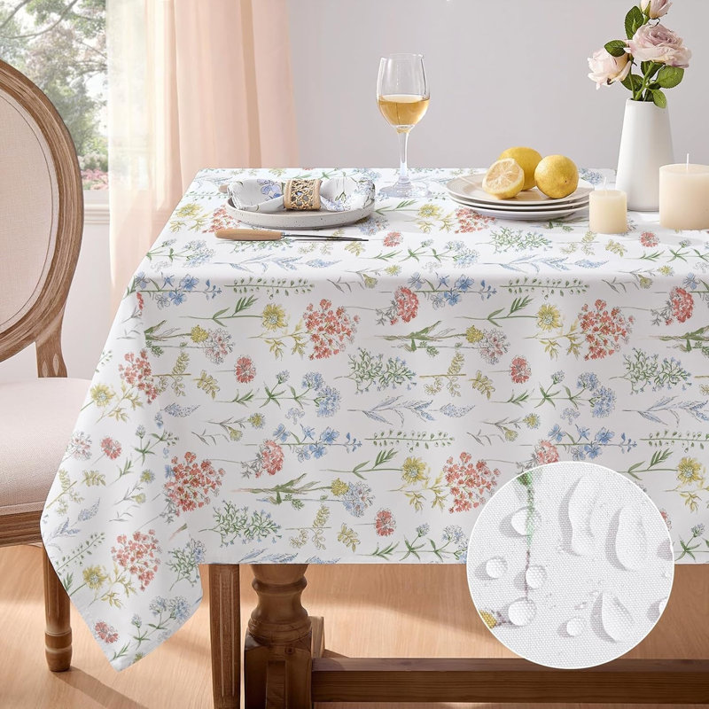 Large Spring Floral Table Cloth Wipeable Tablecloths 240x140 cm ,Rectangular