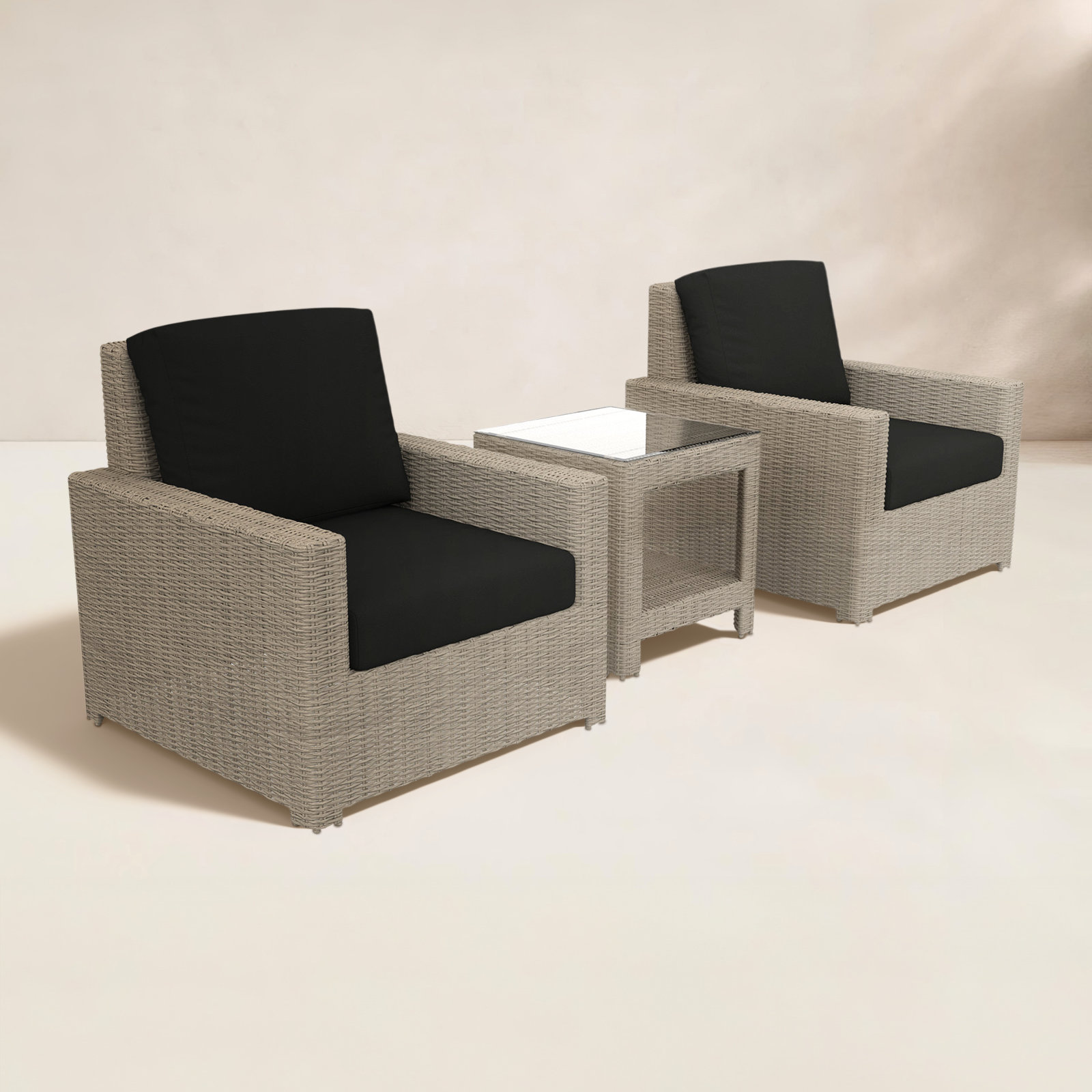 Henri 2-Person Sunbrella® Patio Seating Group, Canvas Black