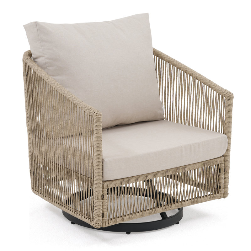 Ebern Designs Outdoor Wicker Swivel Chair Lounge Set 3-piece | Wayfair
