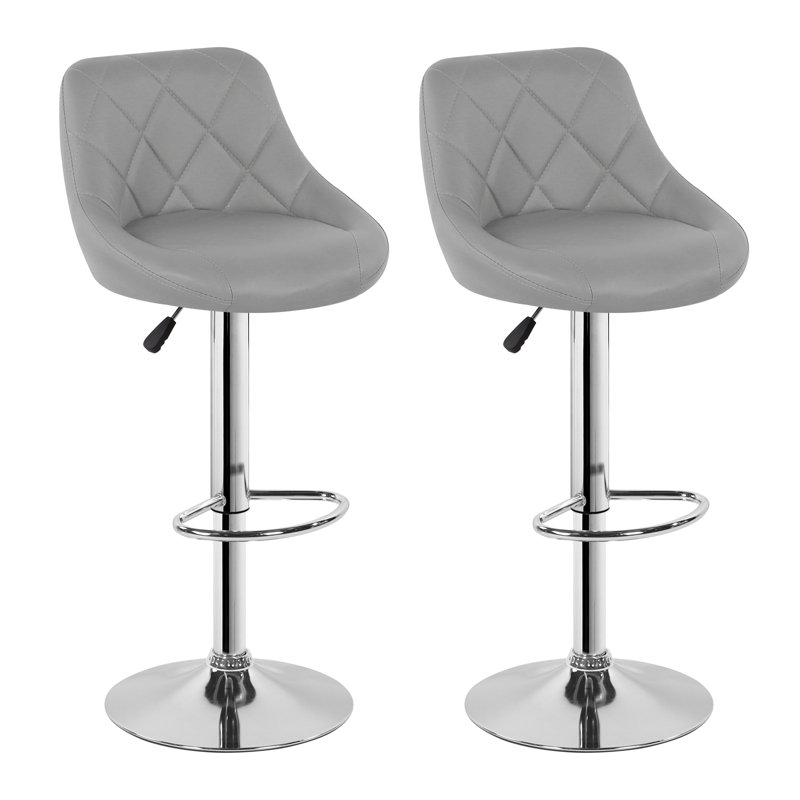 Erric Height Adjustable Swivel Bar Stool Set of 2, Grey