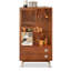 Brun + argent massif + bois manufacturé + acier inoxydable + vitrines