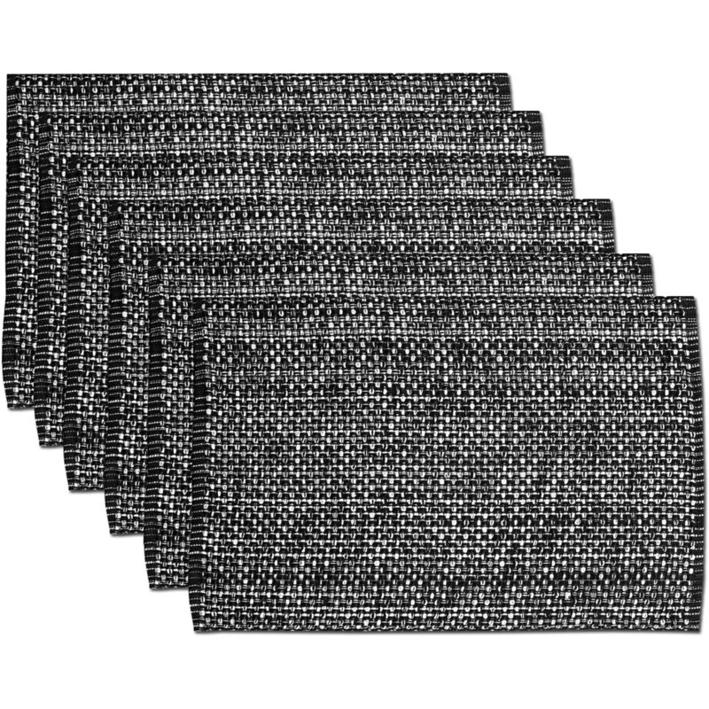 Ensemble de 6 napperons 100% coton pour salle à manger, Noir