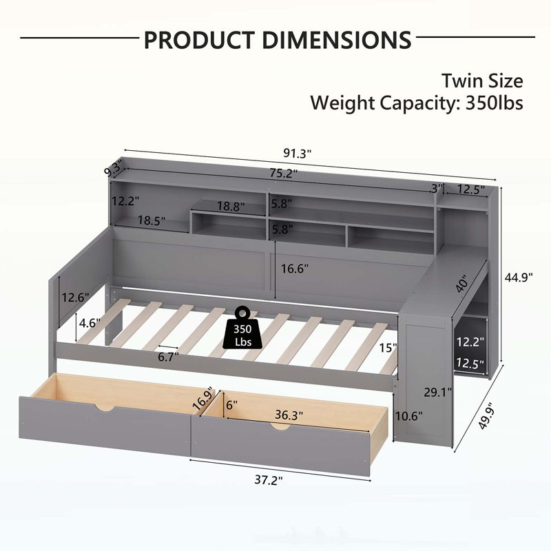 Versatile Daybed with Smart Storage and Relaxing Desk for All, Twin