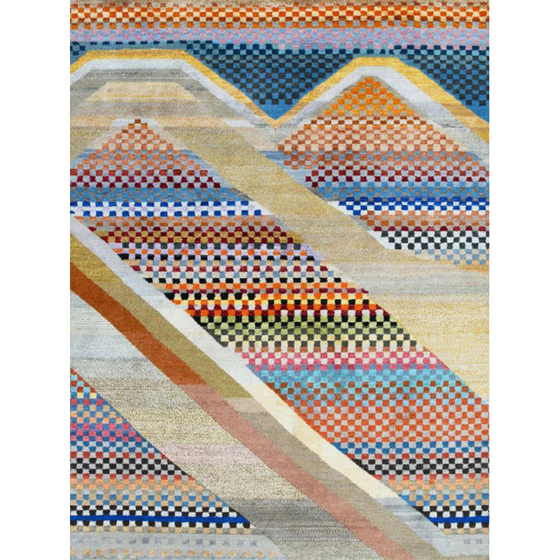 Barcelona Collection Multi-Colored Mixed Shapes Patterned Modern Decorative Rug, Runner 3'3.37" x 9'10.11"