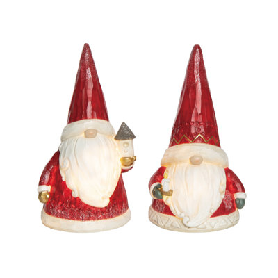  Ensemble de 2 décorations de Noël en résine illuminant le gnome du père Noël