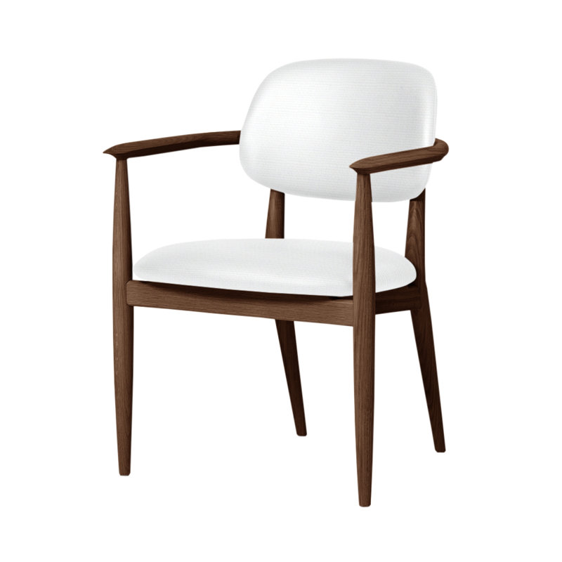 Slow Arm Chair, L493 Sanfor Oyster 0021, Natural Walnut