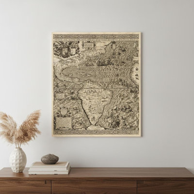 Art mural rétro vintage 1562, carte des Amériques non encadrées