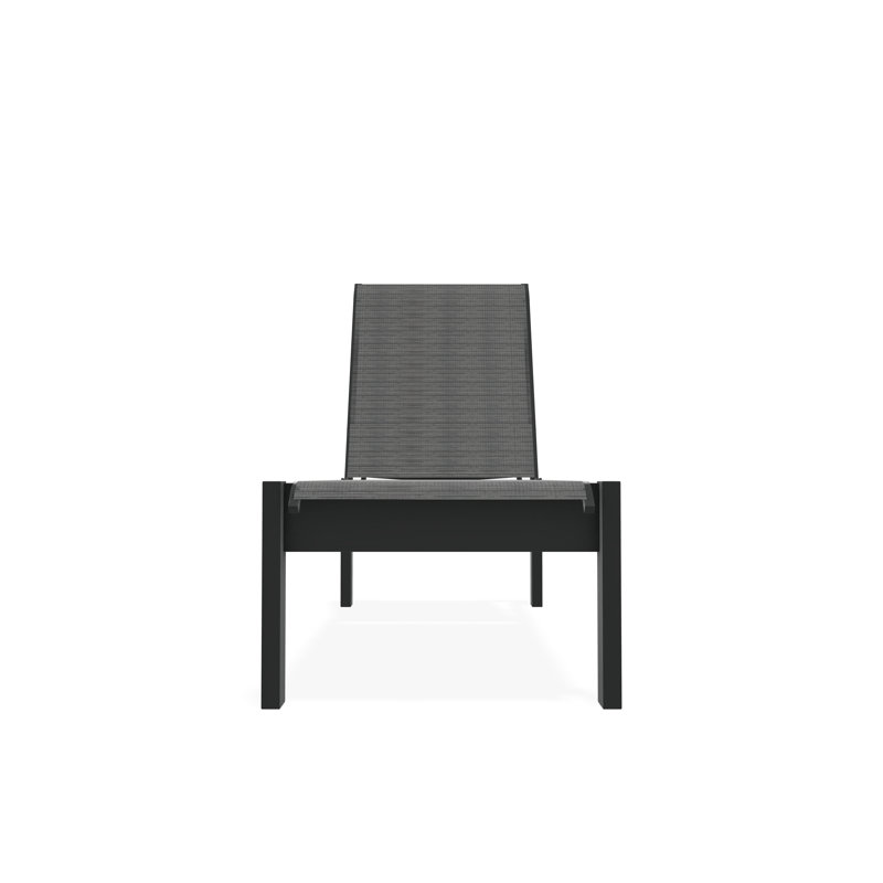 Leeward Sling Marine Grade Polymer Lay-flat Stacking Armless Long Frame Chaise with Wheels, Collect Indigo, Graphite