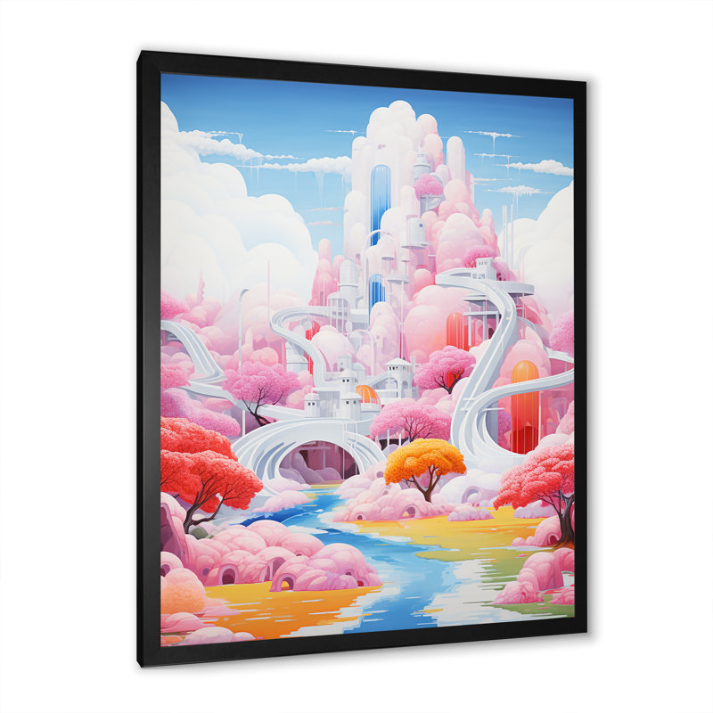 «Pink Country Club Architecture I», reproduction sur toile, H 32 po x l 24 po x P 1 po, Cadre simple noir