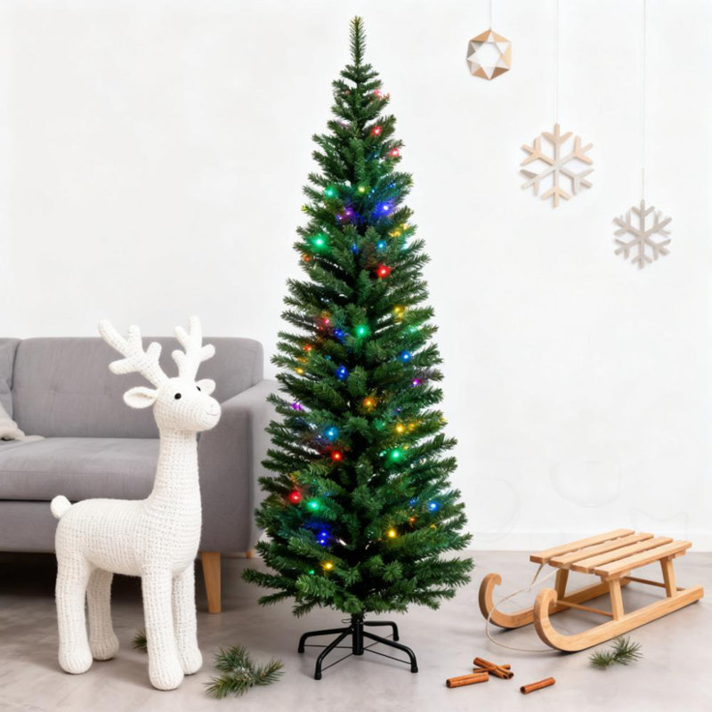 Arbres de Noël artificiels 7 pi avec DEL, H 6 pi