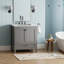 Lavabo-lavabo gris. Armoire 30 po entièrement assemblée avec comptoir en marbre. Fabrication en bois massif. Fermeture douce. Profondeur de 30,11 po, largeur de 18,9 po, hauteur de 34,68 po. Rangement moderne de 91,84 lb. Installation à faire soi-même