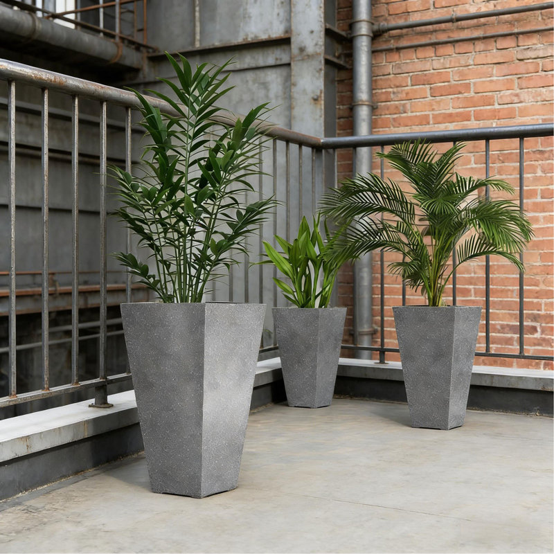 Set Of 3 Tall Planters,Plastic Flower Pots