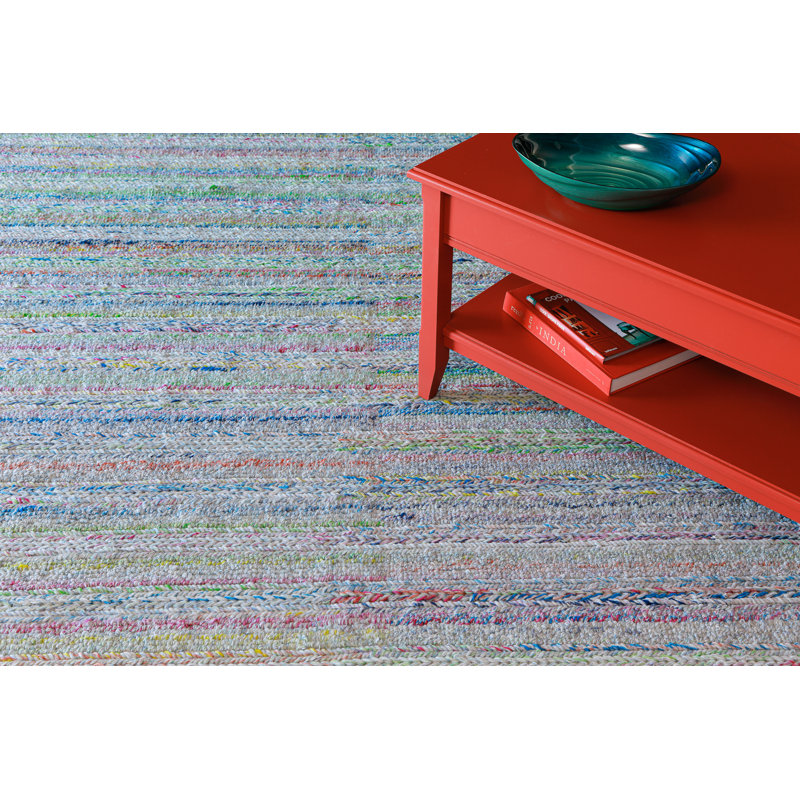 Confetti Striped Handwoven Purple/Blue/Green Indoor / Outdoor Use Area Rug, Rectangle 9' x 13'