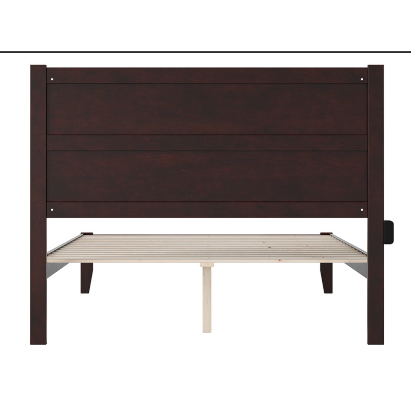 Teo Solid Wood Platform Bed , Queen, Espresso