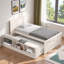 Lit plateforme en bois avec lit gigogne escamotable et compartiments de rangement latéraux-1271854105-1271854107