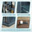  Keyaun 24"W Farmhouse Square End Table with Charging Station& Barn Glass Door, Adjustable Storage Shelf (Dark Blue Color)-362598807