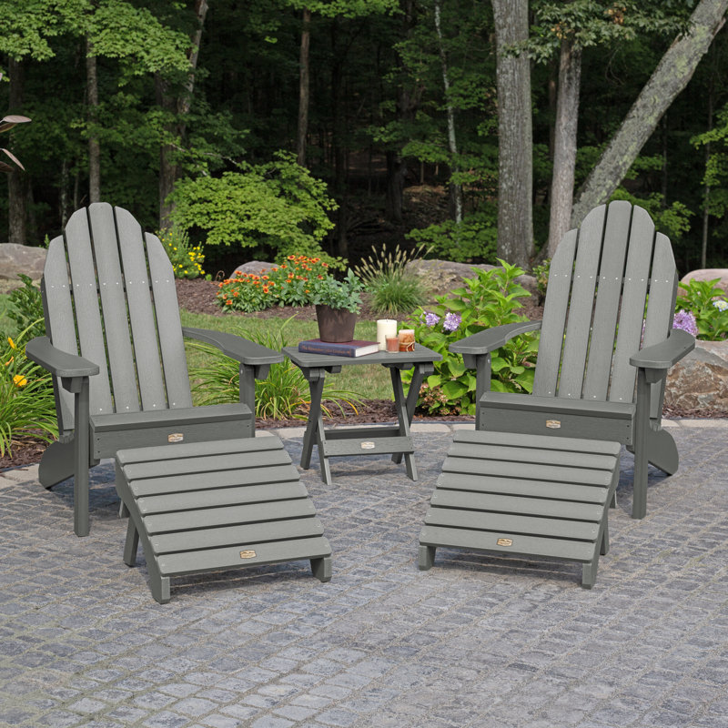 Chaise Adirondack en plastique avec repose-pieds Milaca, Teck côtier