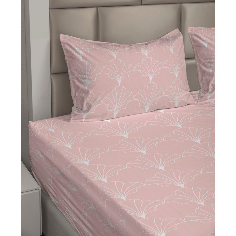 Ensemble de draps à motif de feuilles de palmier 4 pièces Ambesonne, Ensemble de draps pour très grand lit avec 2 taie