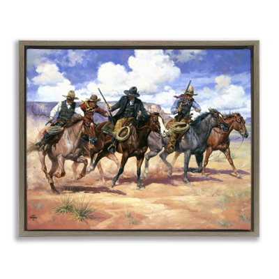 Alors, il y a quatre œuvres d'art encadrées sur toile flottante brune, design par Jack Sorenson