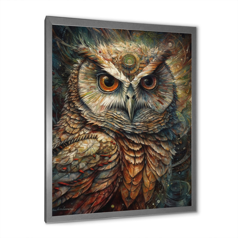Portrait de hibou magique - reproduction, H 40 po x l 30 po x P 1,5 po, Cadre photo argenté