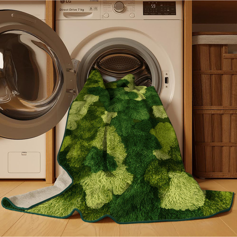 Tapis vert botanique lavable à la machine, Carré 6 pi