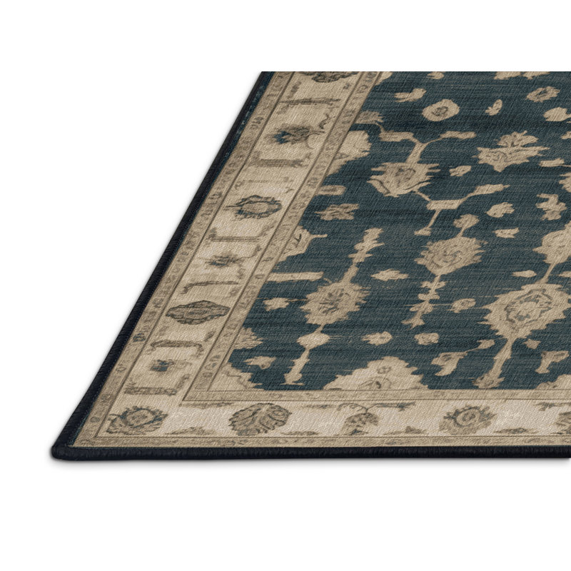 Machine Washable Overdyed Black Area Rug, Square 7'
