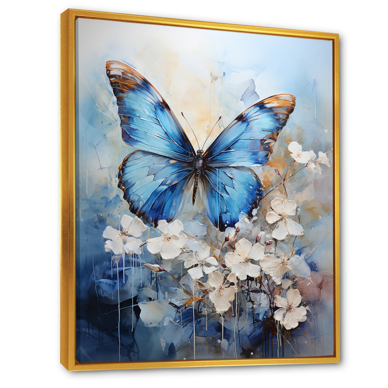 «Butterfly Ethereal Blues Form Abstract Elegance II», reproductions d'art mural papillon, H 40 po x l 30 po x P 1,5 po