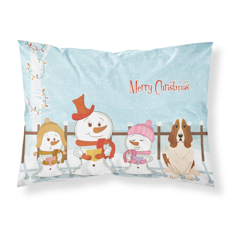 Taie d'oreiller Merry Christmas Merry Christmas, Basset hound et choristes