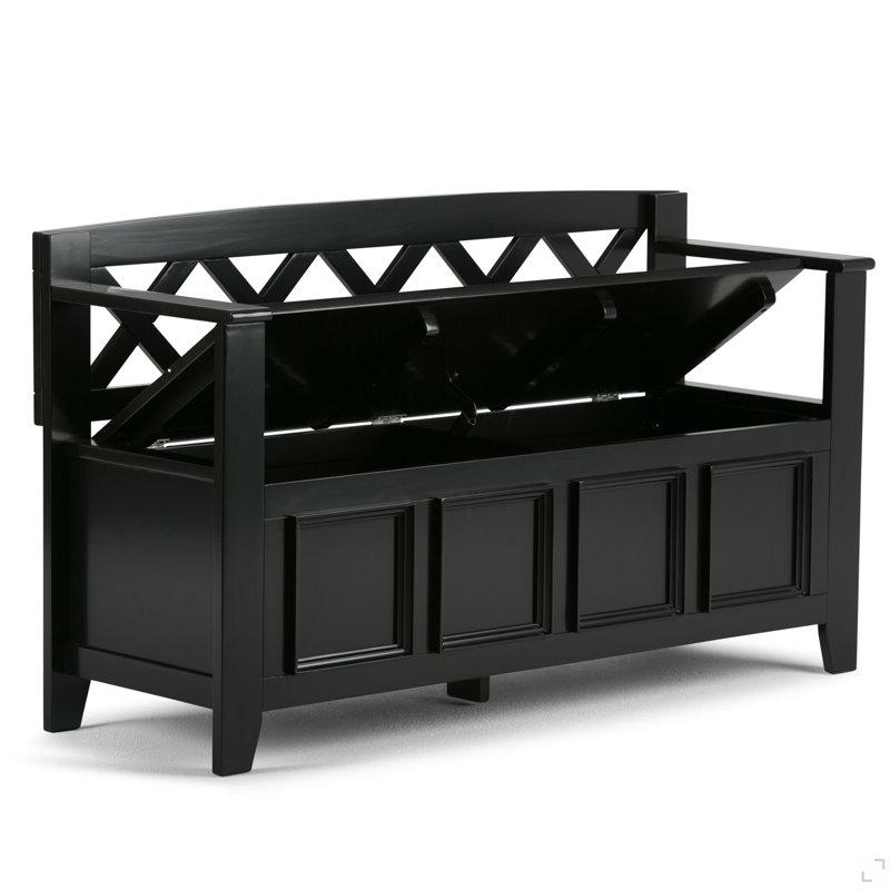 Amherst Solid Wood Entryway Storage Bench, Black
