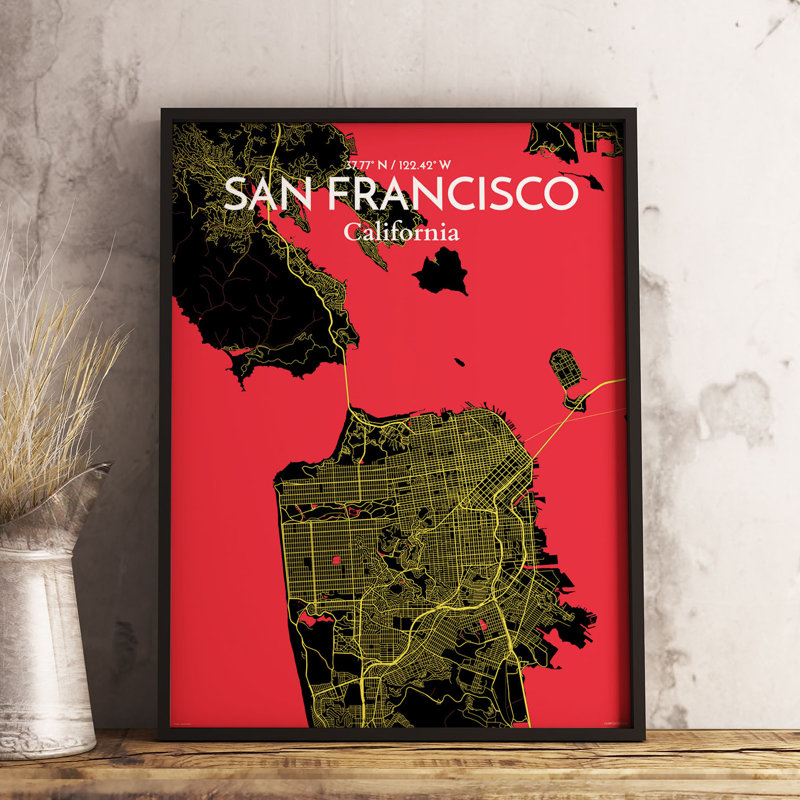 San Francisco City Map - No Frame Print, 50.8cm H x 40.6cm W x 0.13cm D