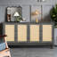 Panneaux de grain fabriqués à la main, buffet Buffet avec 4 portes, armoire de rangement moderne avec tablettes réglables pour le salon