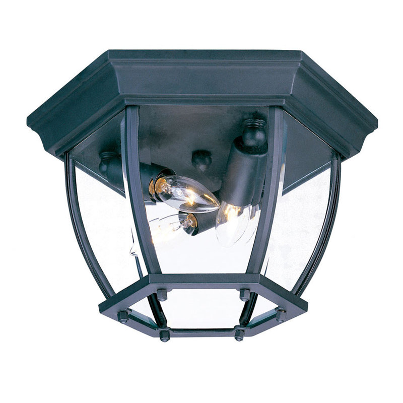 Porterfield Glass Flush Mount, Matte Black, Clear Beveled