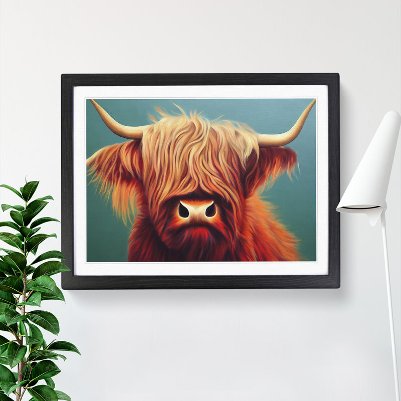Highland Cow Portrait Vol.1 - Single Picture Frame Print, Black, 25cm H x 34cm W x 2cm D