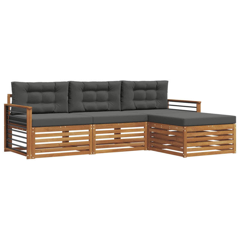  Ensemble de canapé d'extérieur avec coussin 4 pièces naturel et anthracite