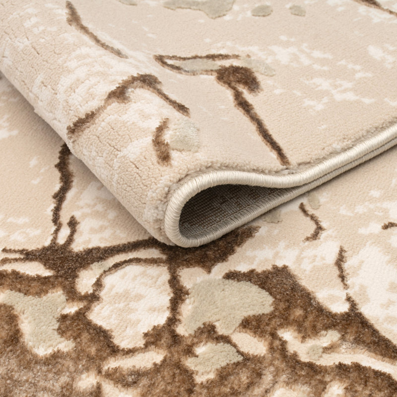 Rectangle Marble Area Rug, Beige, Rectangle 160 x 230 cm