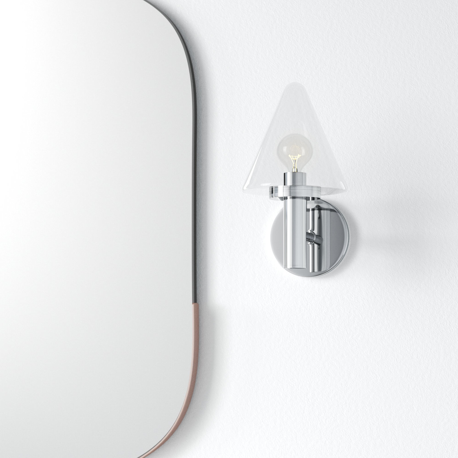 Single Transparent Bath Sconce, Polished Chrome