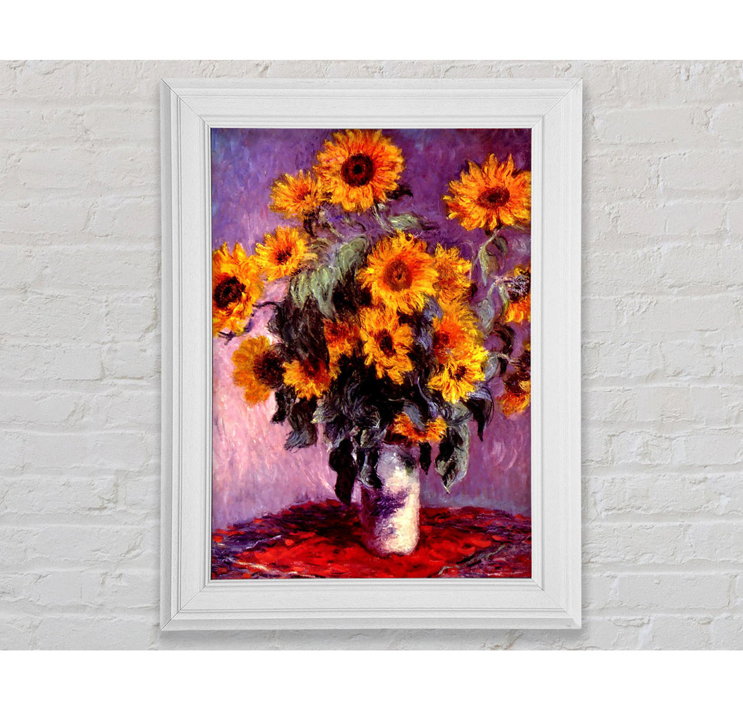 Gerahmtes Leinwandbild Monet Still Life Sunflowers