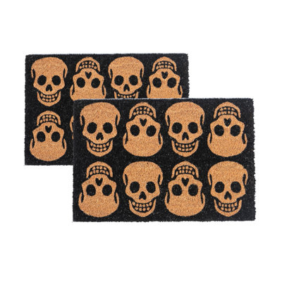 Nicola Spring - Halloween Coir Door Mats - 60 x 40cm - Skulls