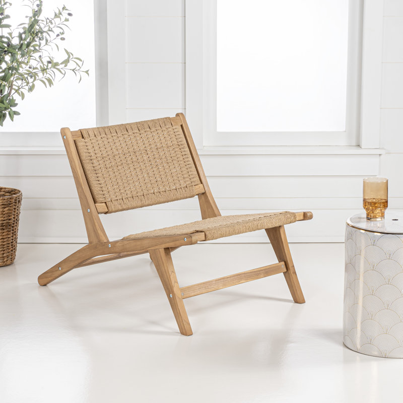 Méridienne d'appoint pour salon et chambre à coucher en teck indonésien massif de 23,6 po x 36,2 po Parker, Bois naturel