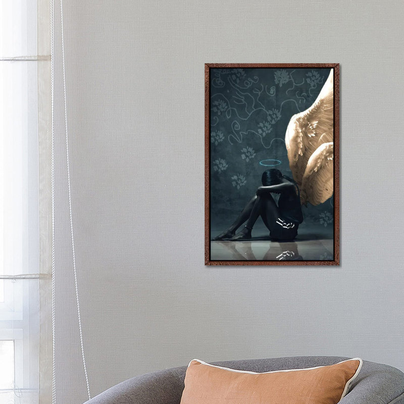 Sitting Angel by Harry Odunze - Gallery-Wrapped Canvas Giclée on Canvas, 101.6 cm H x 66.04 cm W, Classic Wood Framed