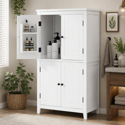 Bathroom Floor Storage Cabinet with 4 Doors