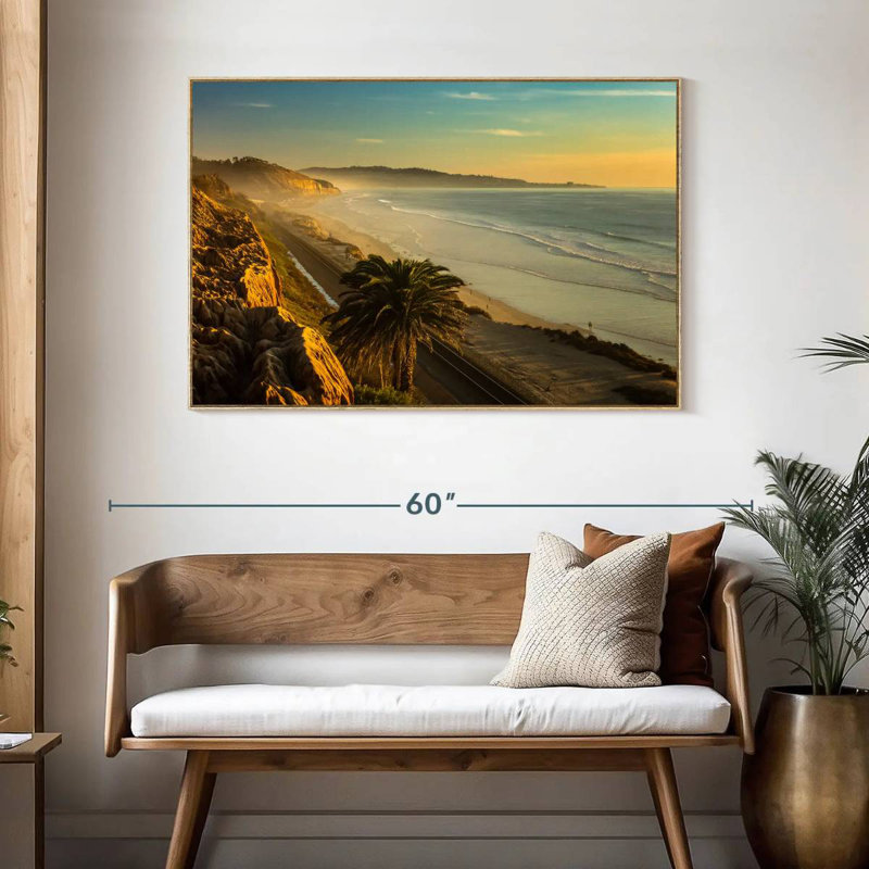 Coucher de soleil Torrey, Cadre flottant en bois naturel, 46 po x 31 po