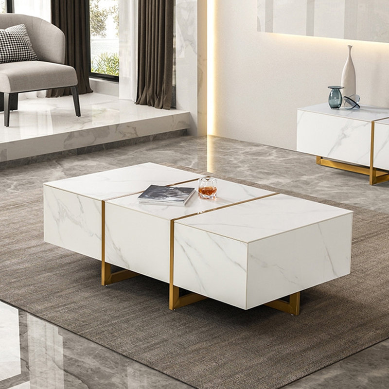Modern simple light luxury rock panel coffee table