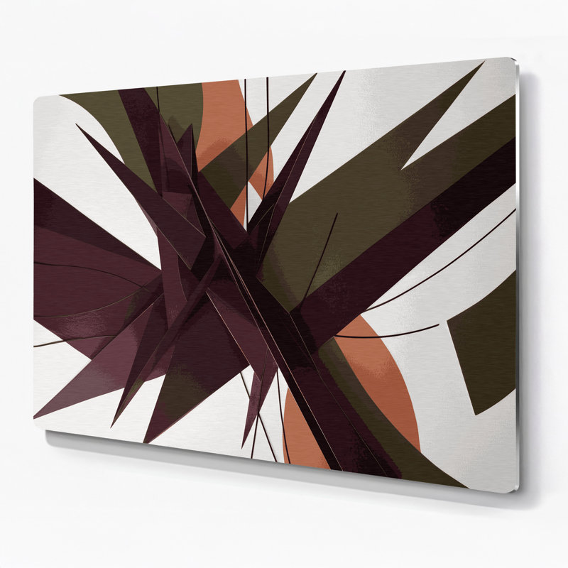 «Geometric Abstraction 61», art mural en métal brun, H 11 po x l 14 po