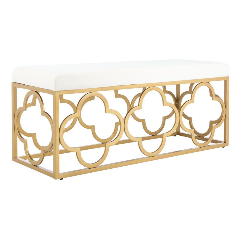 Rainn Velvet Upholstered Bench, Cream