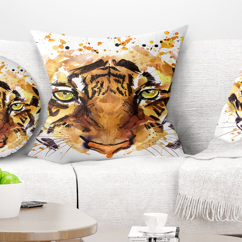 Eyes with Fire - Coussin décoratif à imprimé animal, 16 po x 1 po, Carré