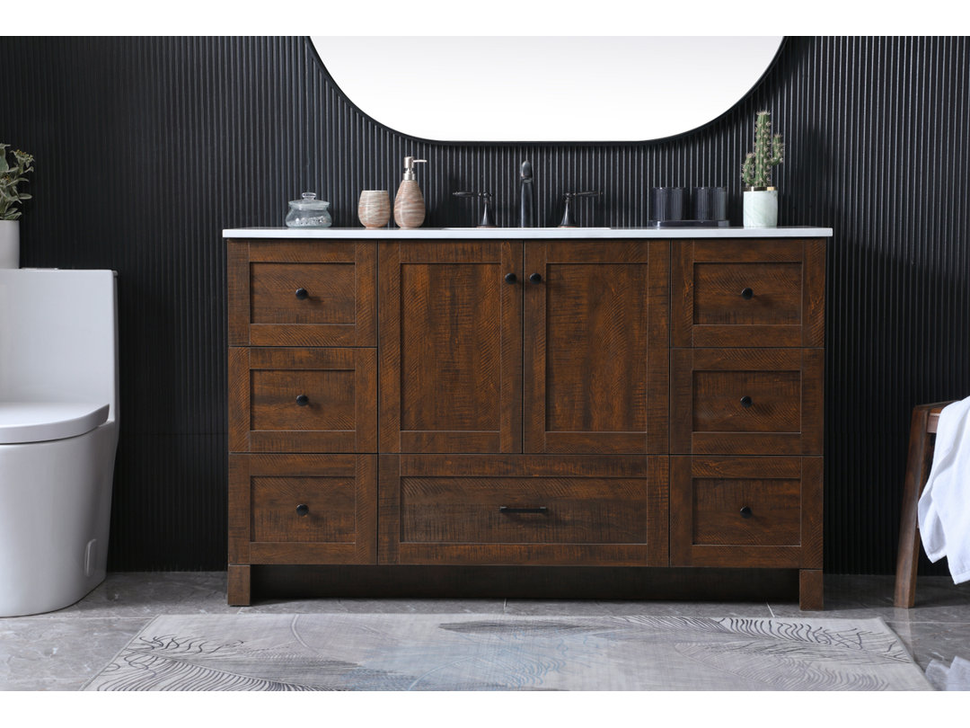 Soma 54'' Single Bathroom Vanity with Engineered Marble Top Lark Manor™ Base 