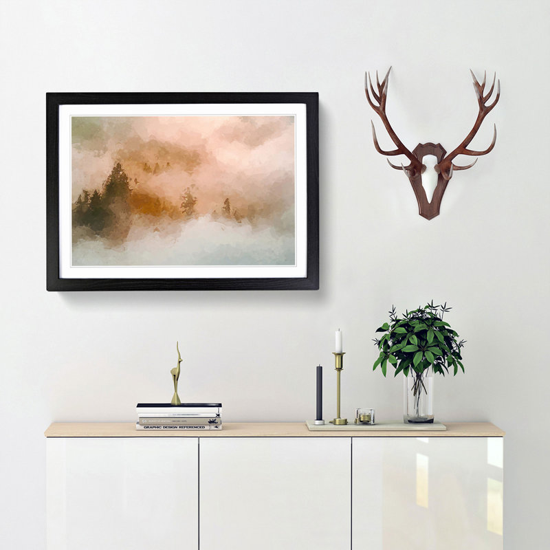 Misty Forest - Picture Frame Graphic Art Print, Black Framed, 62cm H x 87cm W x 2cm D
