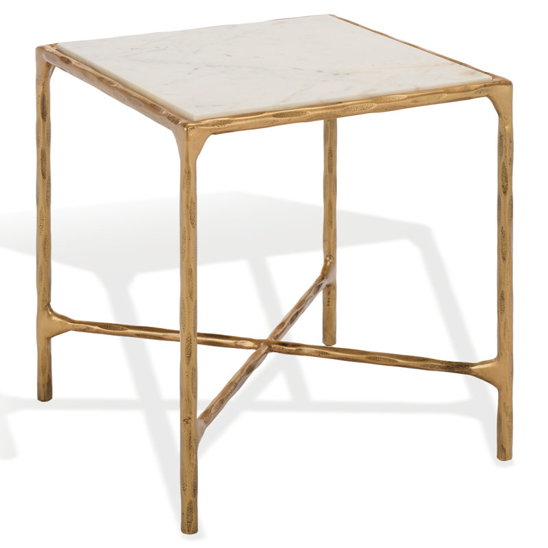 Table de bout Evelynn, Marbre blanc, Laiton