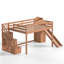 Lit mezzanine double en bois massif avec escalier de rangement, glissade et garde-robe intégrée-132020682-132020684